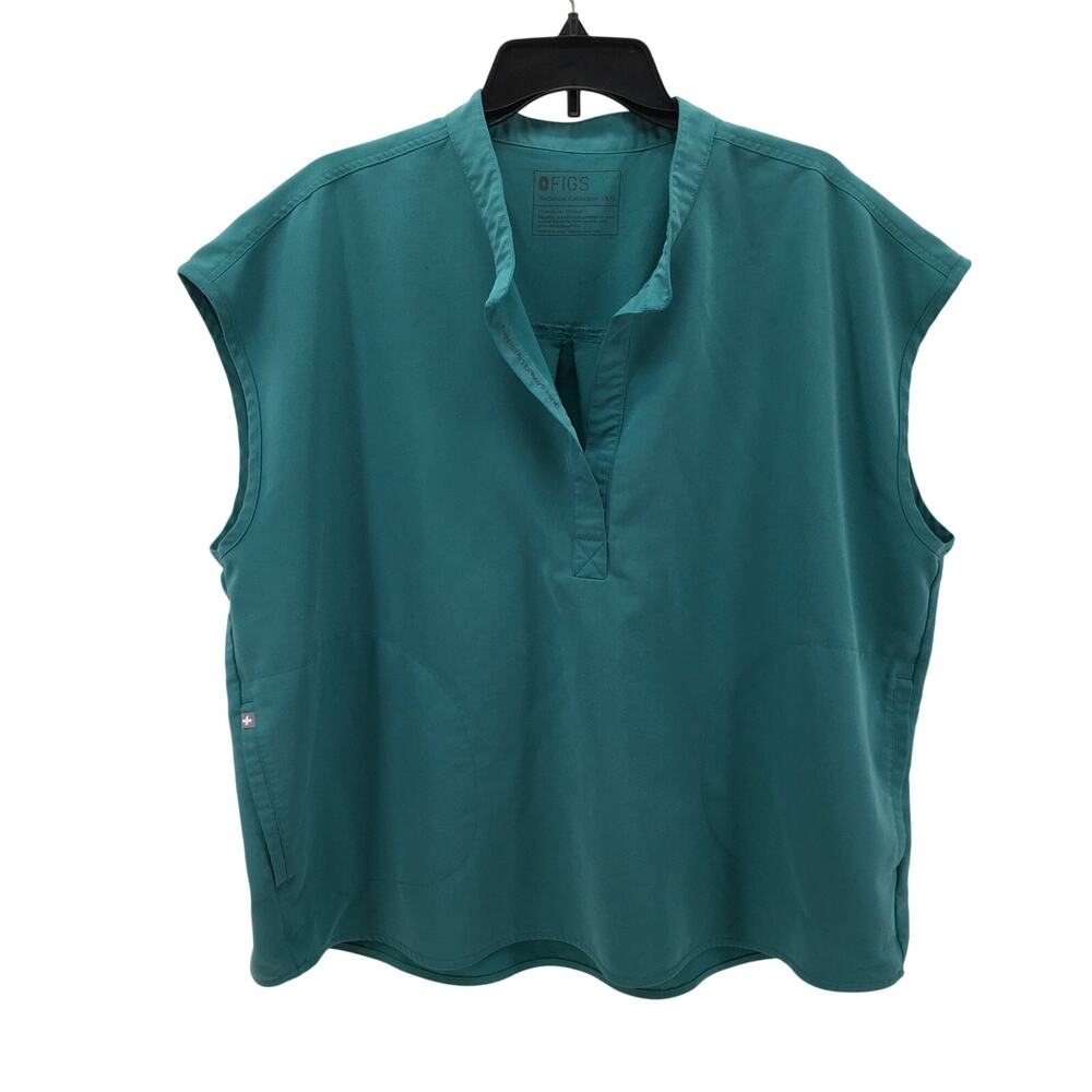 FIGS Rafaela Oversized Scrub Top Marine Green Cactus XXL Nursing Healthcare